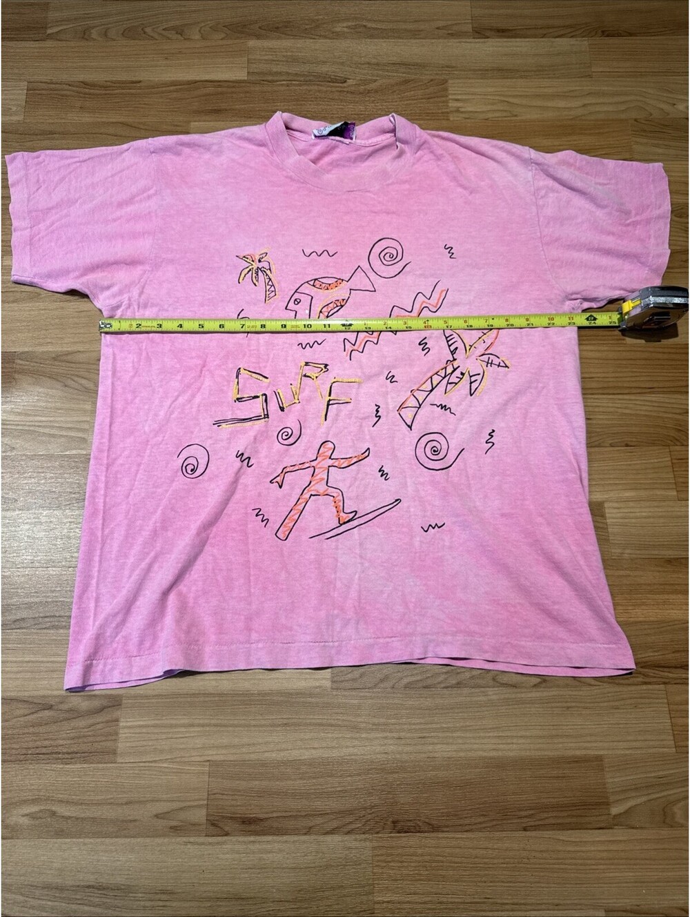 Vintage 90s L.A. Chic California Surf T Shirt Pink Single Stitch Oversized